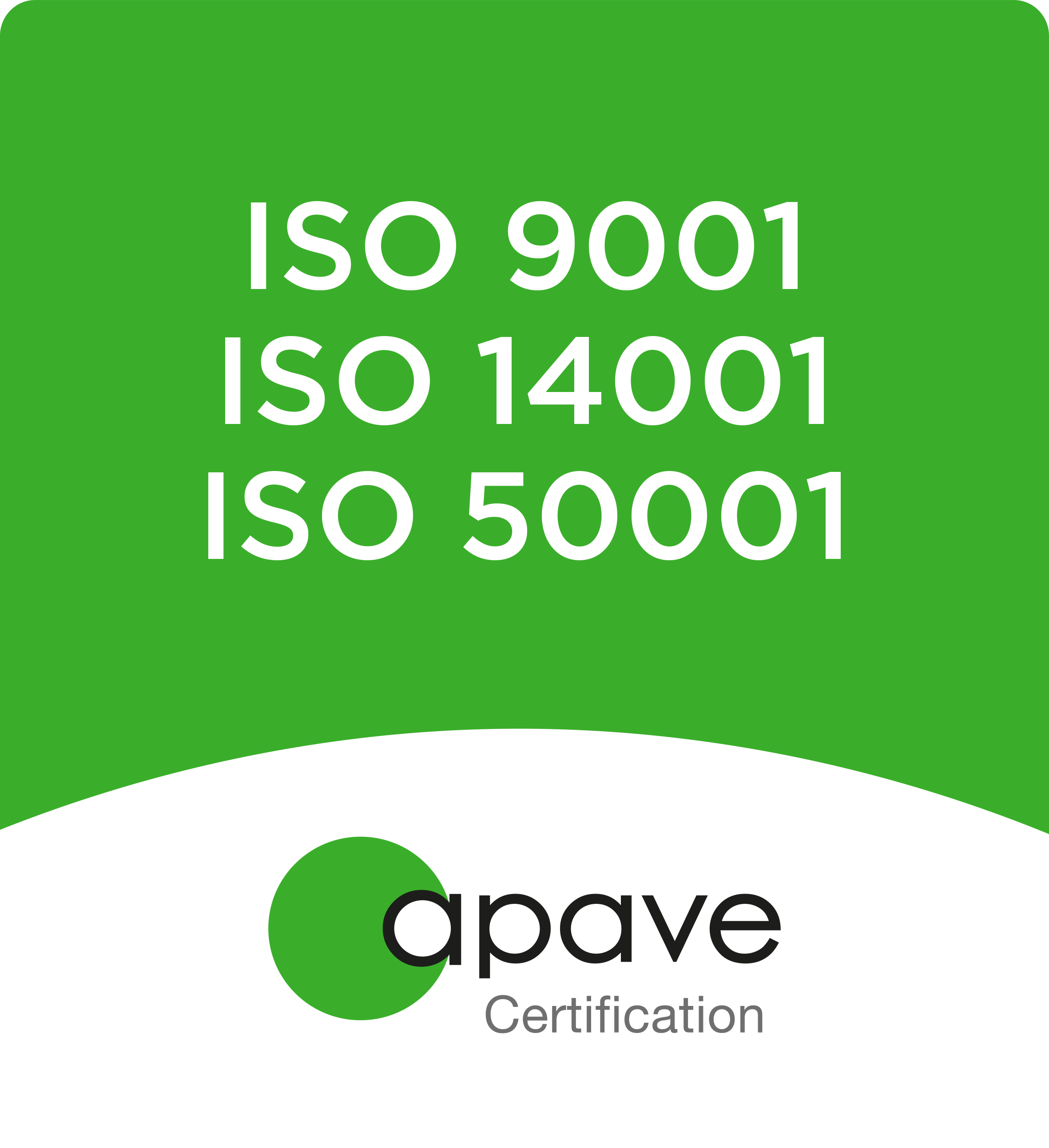Certifications ISO 9001 et ISO 140001